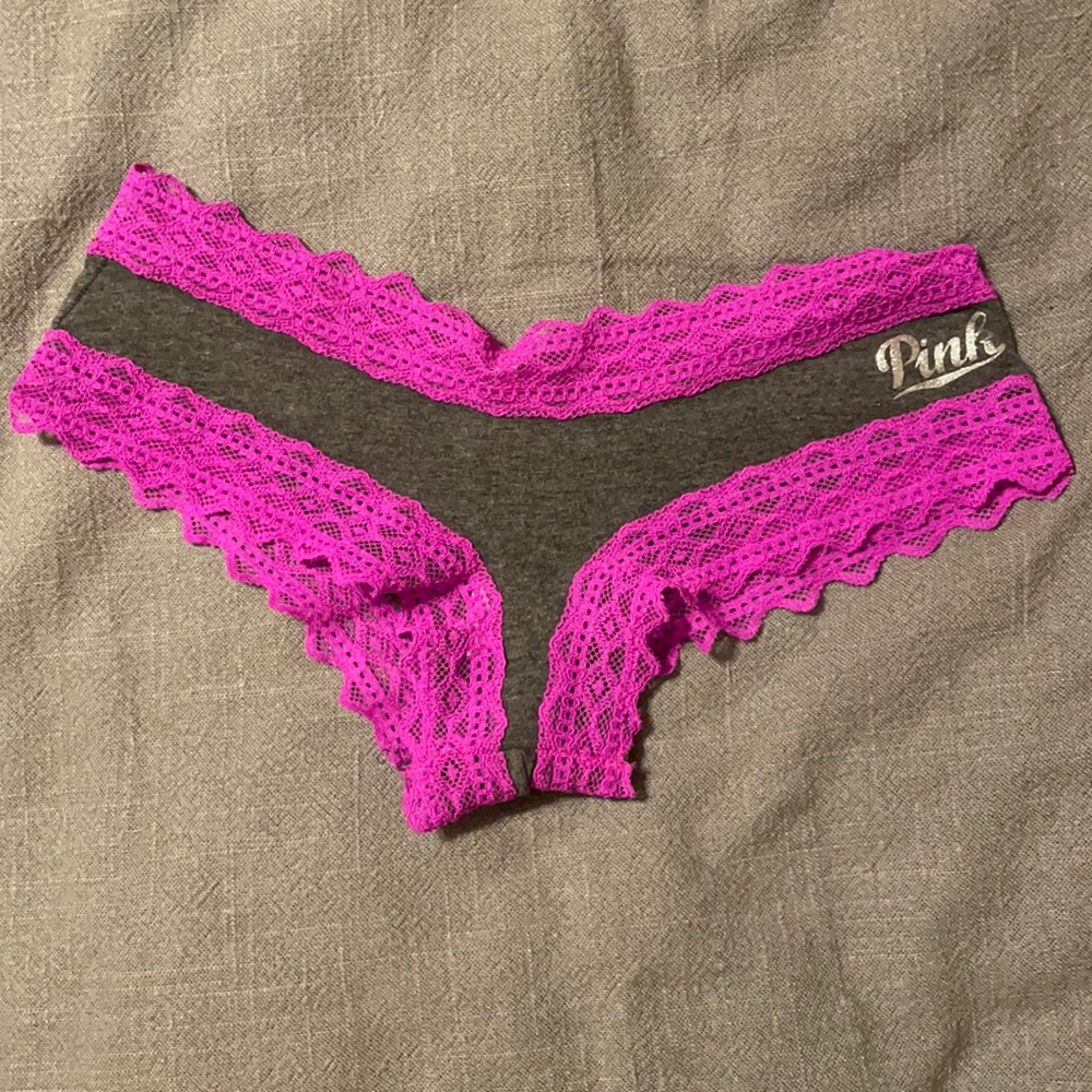 Victoria’s Secret Pink Lace Trim Cotton Cheeky XS